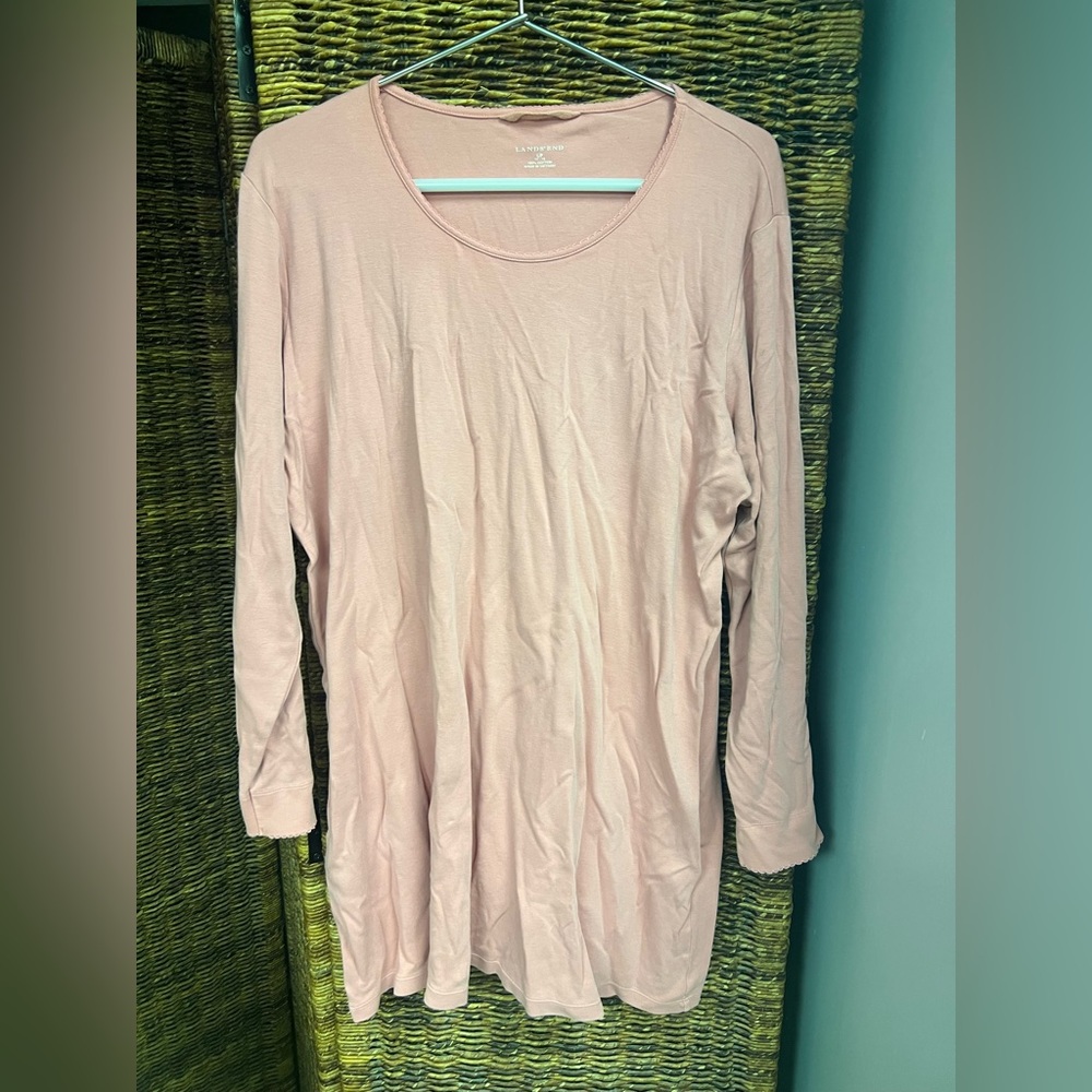 Lands End- Womens Pink Long sleeve, long shirt, Size:14-16, Pre-Owned